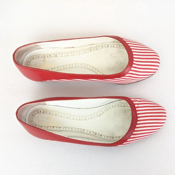 Brooks Brothers Red White Striped Leather Flats 8.5 Cute Date - Picture 3 of 10